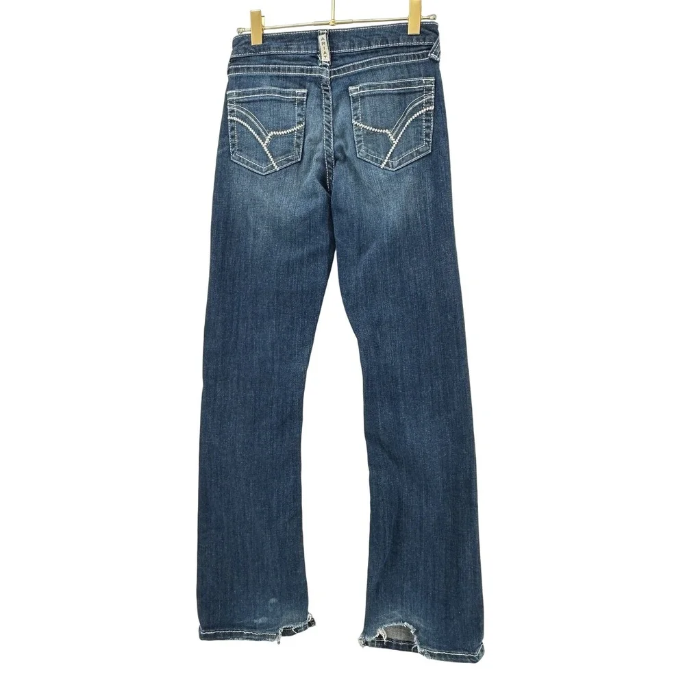Ariat REAL Bootcut Jeans Kids Size 14 Blue Dark Wash Contrast Stitching - Picture 3 of 16